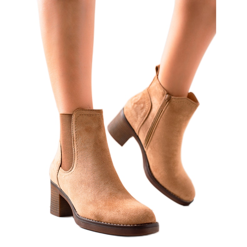 Seastar Čizme s visokom potpeticom od antilopa bež smeđa