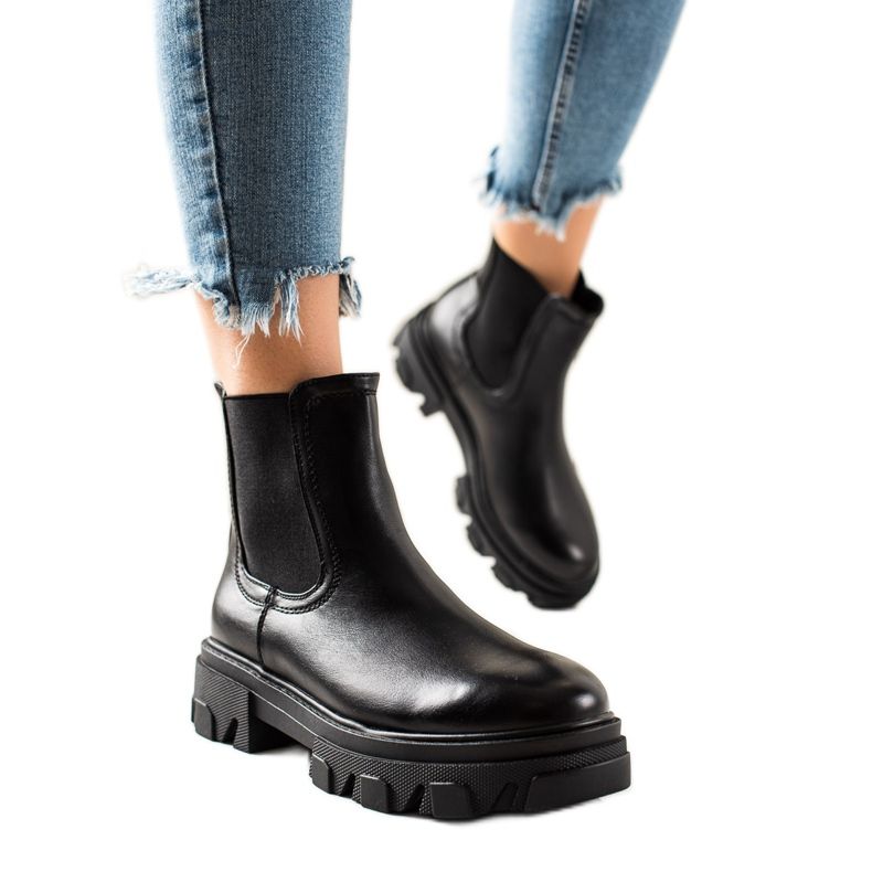 Seastar Modne čizme Chelsea na platformi crno