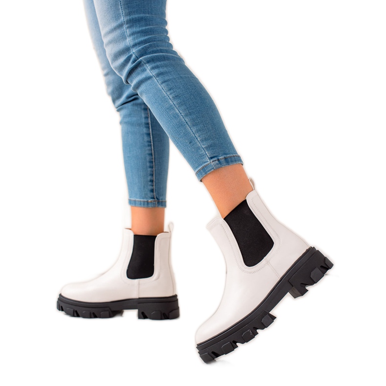 Seastar Modne čizme Chelsea na platformi bijela