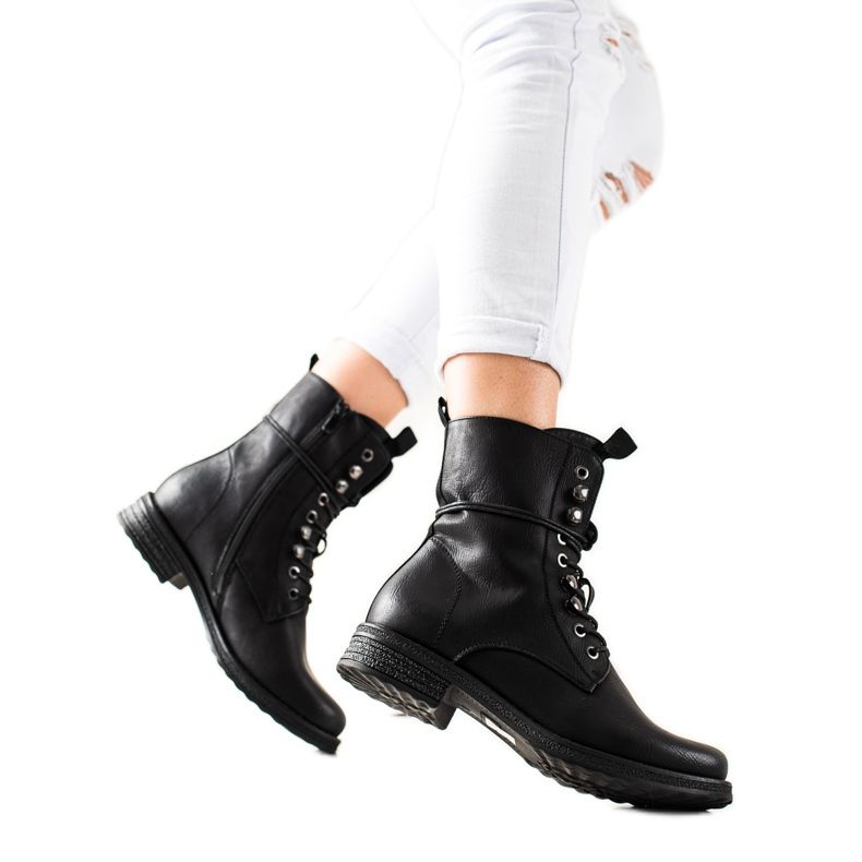 Super Mode Klasične čizme na vezanje crno