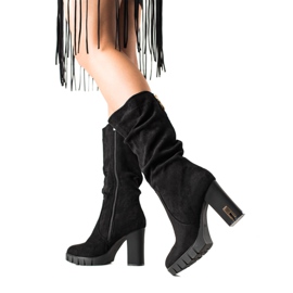 TRENDI Antilop čizme s mat petom crna