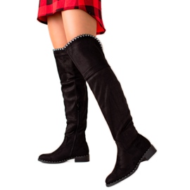 Lucky Shoes Čizme sa srebrnim ukrasima crna