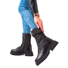 Weide Visoke čizme na vezanje crna