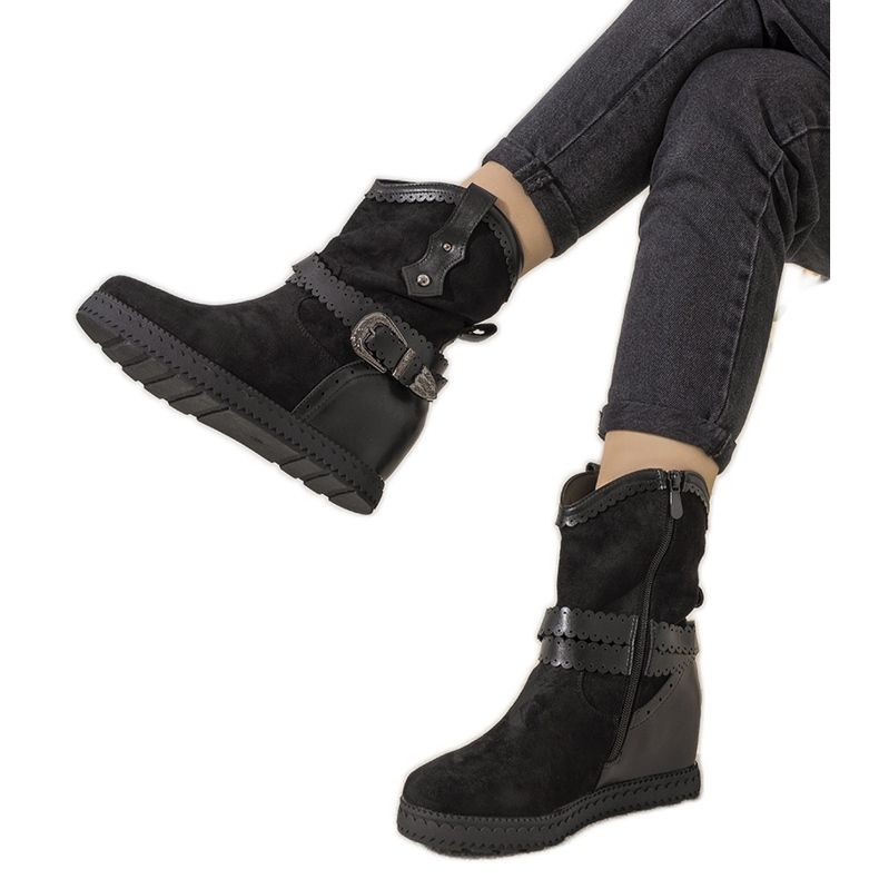 Crne ženske čizme s izolacijom na Sherry klin crno