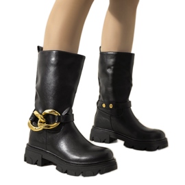 Crne podstavljene čizme s Harrison lancem crna