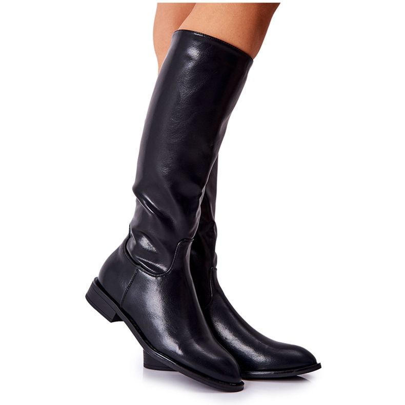 PG1 Kožne crne tople čizme Estil crno