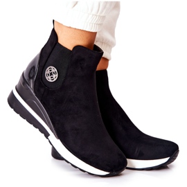 POTOCKI Suede crne čizme na klin Lunelle crna