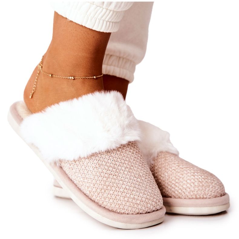 Bež Flamarin tople papuče s krznom