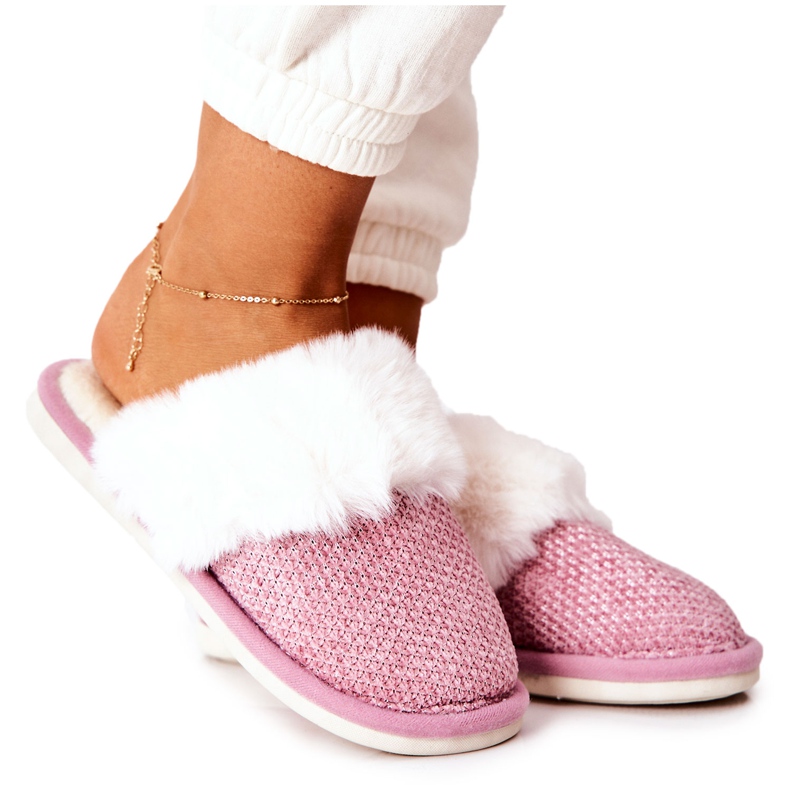Tople ružičaste papuče s krznom Flamarin bež ružičasta