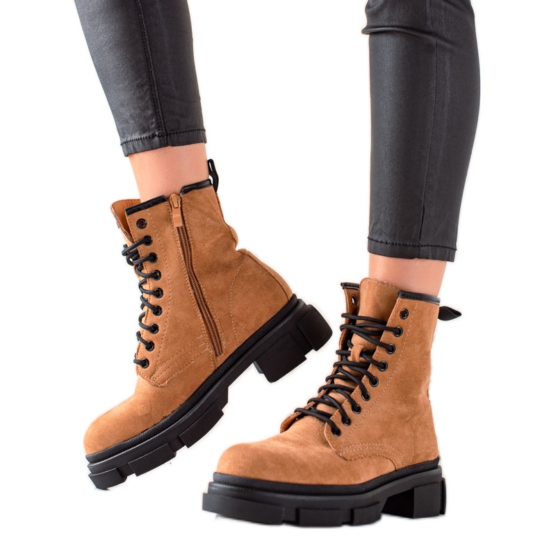 Super Me Trappers od smeđe kože bež smeđa