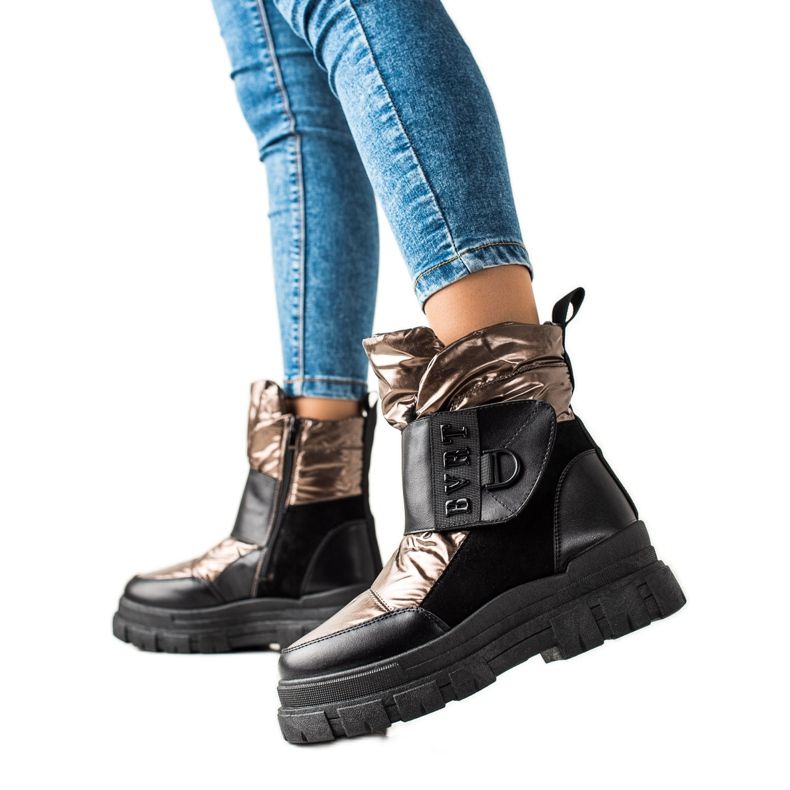 TRENDI Tople čizme za snijeg s čičakom crno zlatna