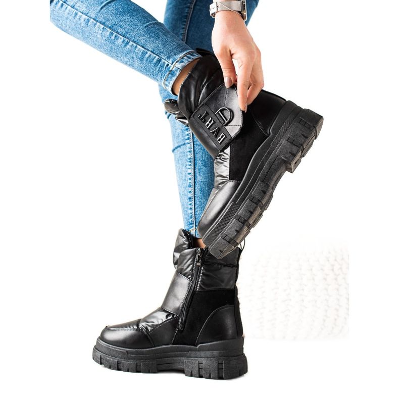 TRENDI Tople čizme za snijeg s čičakom crno