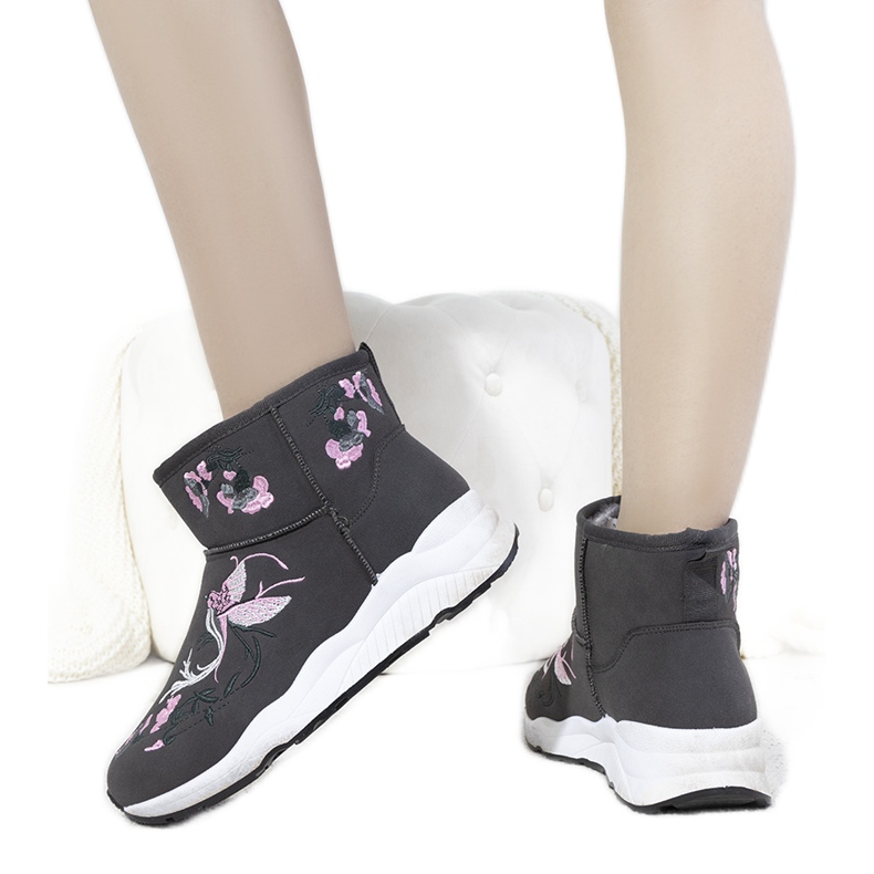 BM Sive čizme za snijeg sa Jamil vezom siva