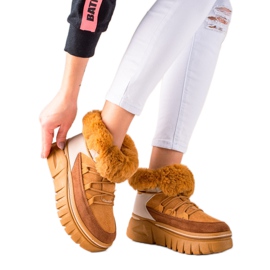 TRENDI Čizme za snijeg na platformi s krznom bež smeđa