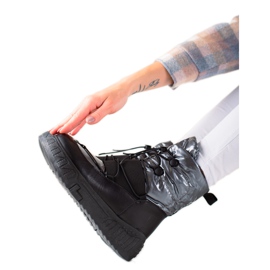 TRENDI Udobne čizme za snijeg na platformi crna srebro