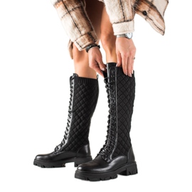 TRENDI Prošivene radničke čizme crna