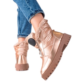 TRENDI Zlatne sjajne čizme za snijeg zlatni