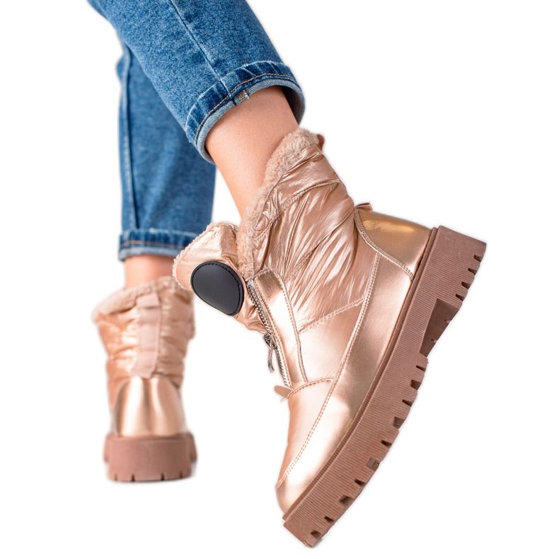 TRENDI Zlatne sjajne čizme za snijeg zlatna