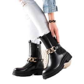 TRENDI Visoke čizme s lancem crna