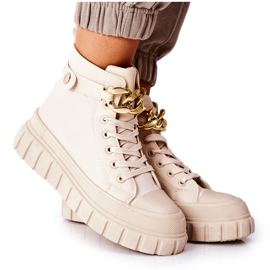 Visoke tenisice na bež platformi zlatni