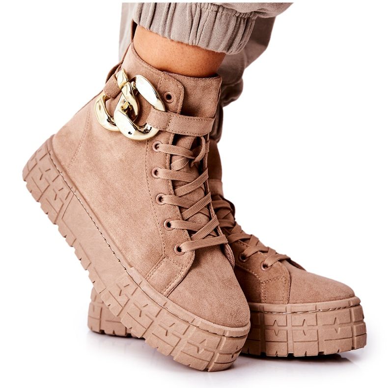 Visoke tenisice na tamnobež platformi Evenia kaki