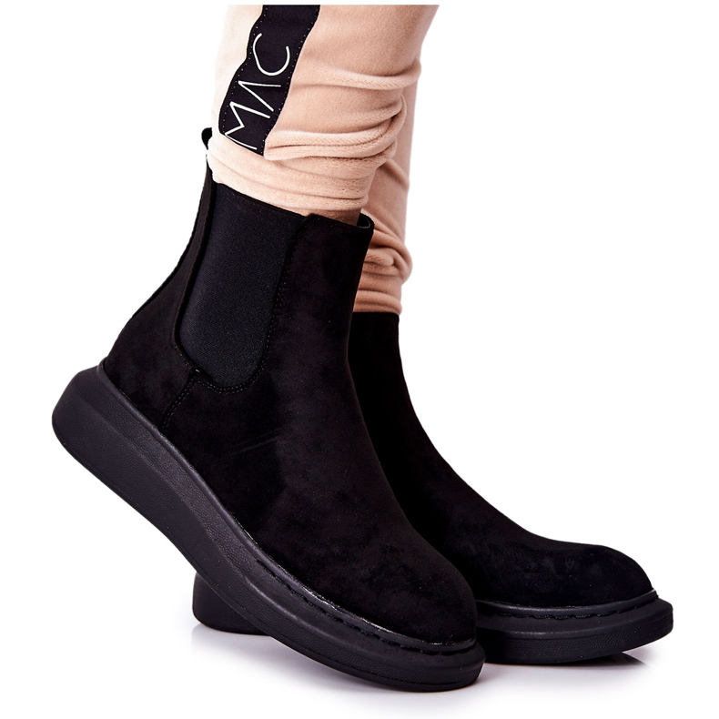 PS1 Suede Booties Jodhpur čizme na platformi Black Marissa crno