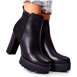 PS1 Visoke kožne čizme na crnom Diomice stupu crna