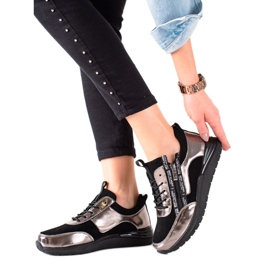 Filippo Kožne tenisice s patentnim zatvaračem crna