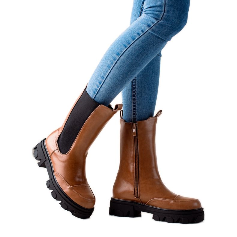 Small Swan Visoke čizme na platformi smeđa