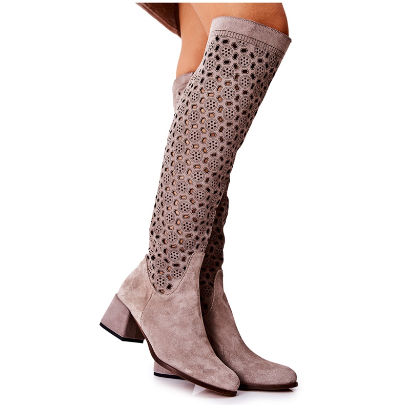 PA2 Antilop čizme s ažurnim uzorkom, svijetlosmeđa Hekilea