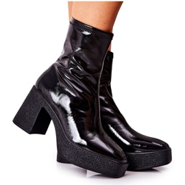 FJ1 Lakirane čizme Crne Myrialla čizme na stupu crna