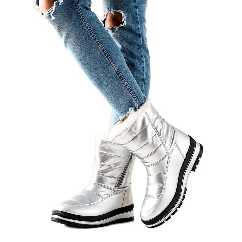 TRENDI Klasične čizme za snijeg na patent zatvarač srebro