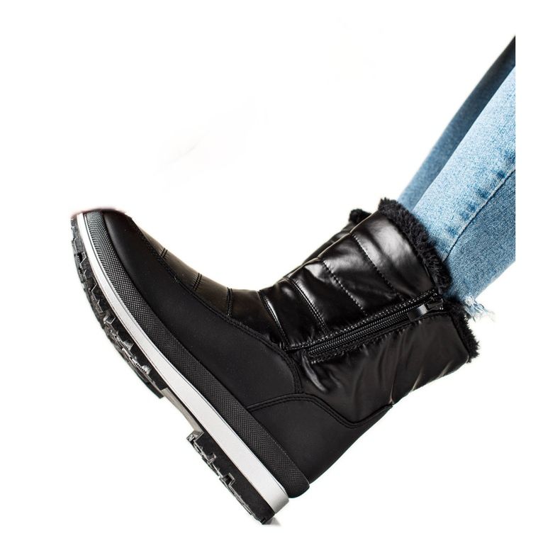 TRENDI Klasične čizme za snijeg na patent zatvarač crno