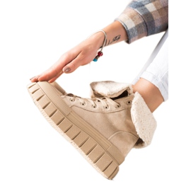 TRENDI Čizme, tenisice s ovčjom kožom bež