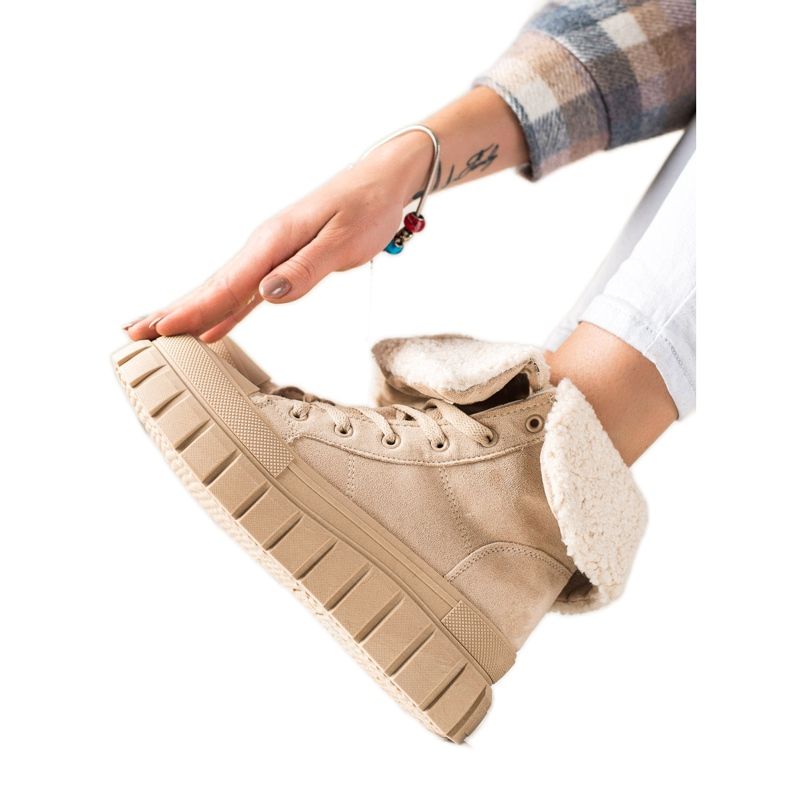 TRENDI Čizme, tenisice s ovčjom kožom bež