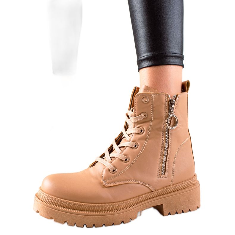 TRENDI Smeđe traperice s patentnim zatvaračem smeđa