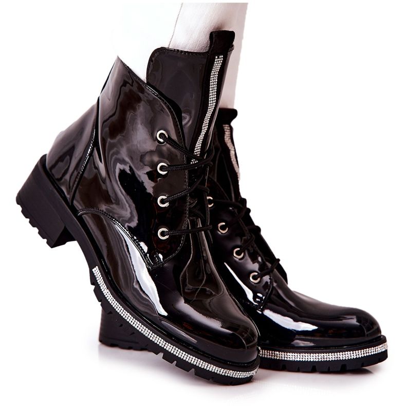 Lakirane crne tople čizme Grecia crno