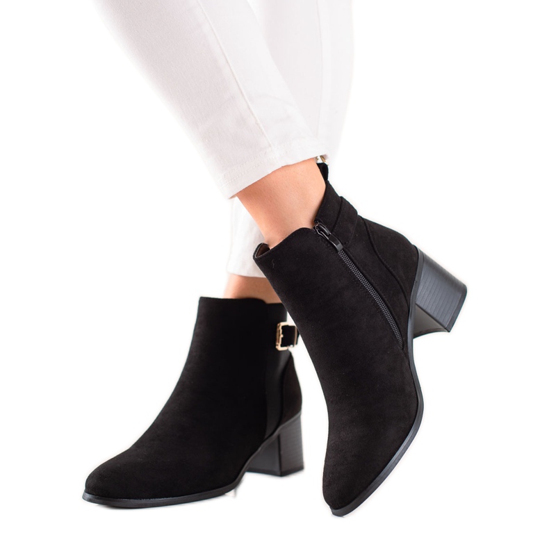 TRENDI Klasične antilop čizme na visoku petu crno