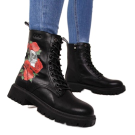 Kožne čizme s crnim printom Goe W II2N4044 bijela crna crvena