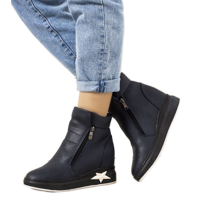 Mornarskoplave ženske čizme na Edmee klin mornarsko plava