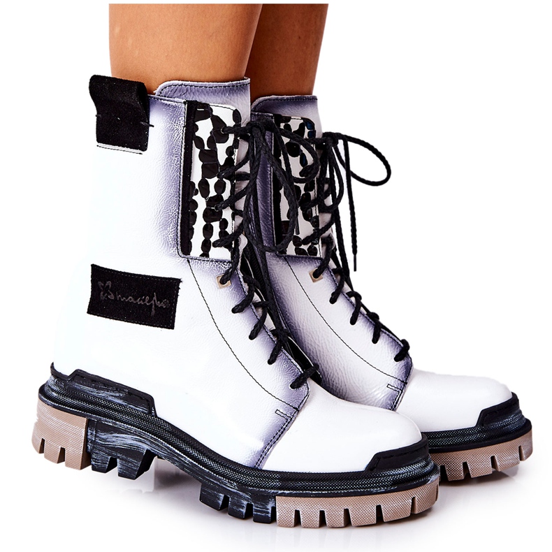 Kožne čizme Tople čizme Maciejka bijele 05113-11 bijela crno