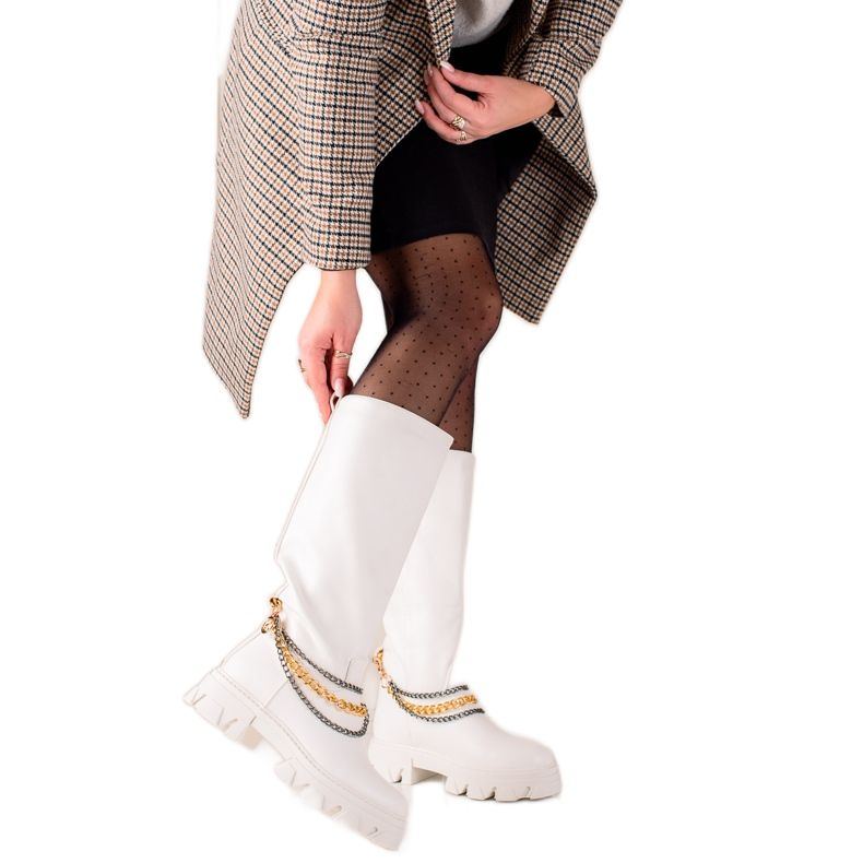 Seastar Modne čizme s lancima bijela