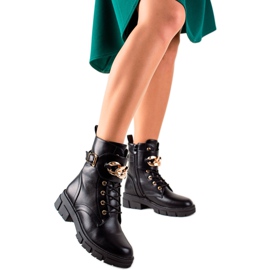 TRENDI Elegantne čizme Trappers od eko kože crna