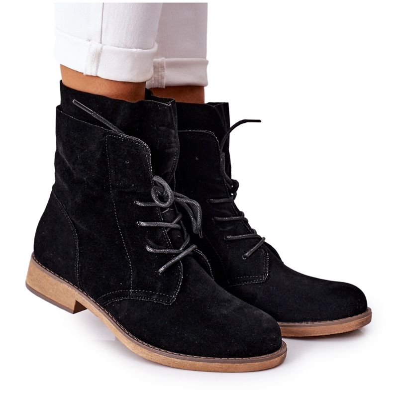 PS1 Crne Violetta čizme s dvostrukim gornjim dijelom crno