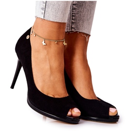 Suede Monnari 0490-020 Crne visoke potpetice crna