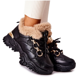 PM1 Crne sjajne crne tople kožne sportske cipele crna