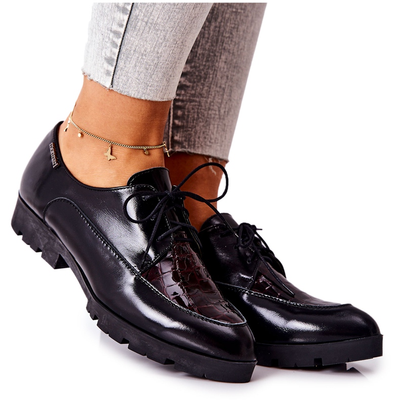 Kožne cipele Monnari M73 / 1 Crna crno raznobojna