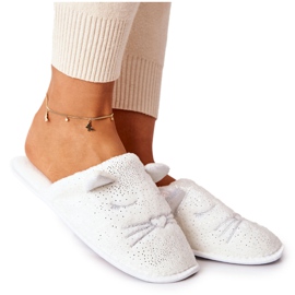 Sjajne papuče za mačiće s bijelim Kaisy ušima bijela