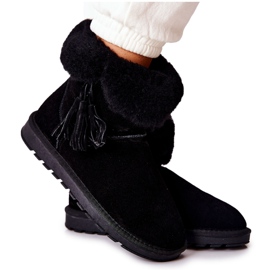 FS1 Mukluki Tople čizme za snijeg Fringes Black Sorella crna