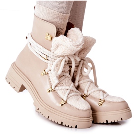 Lewski Shoes Kožne čizme Trappers Tied Lewski svijetlo bež 3116